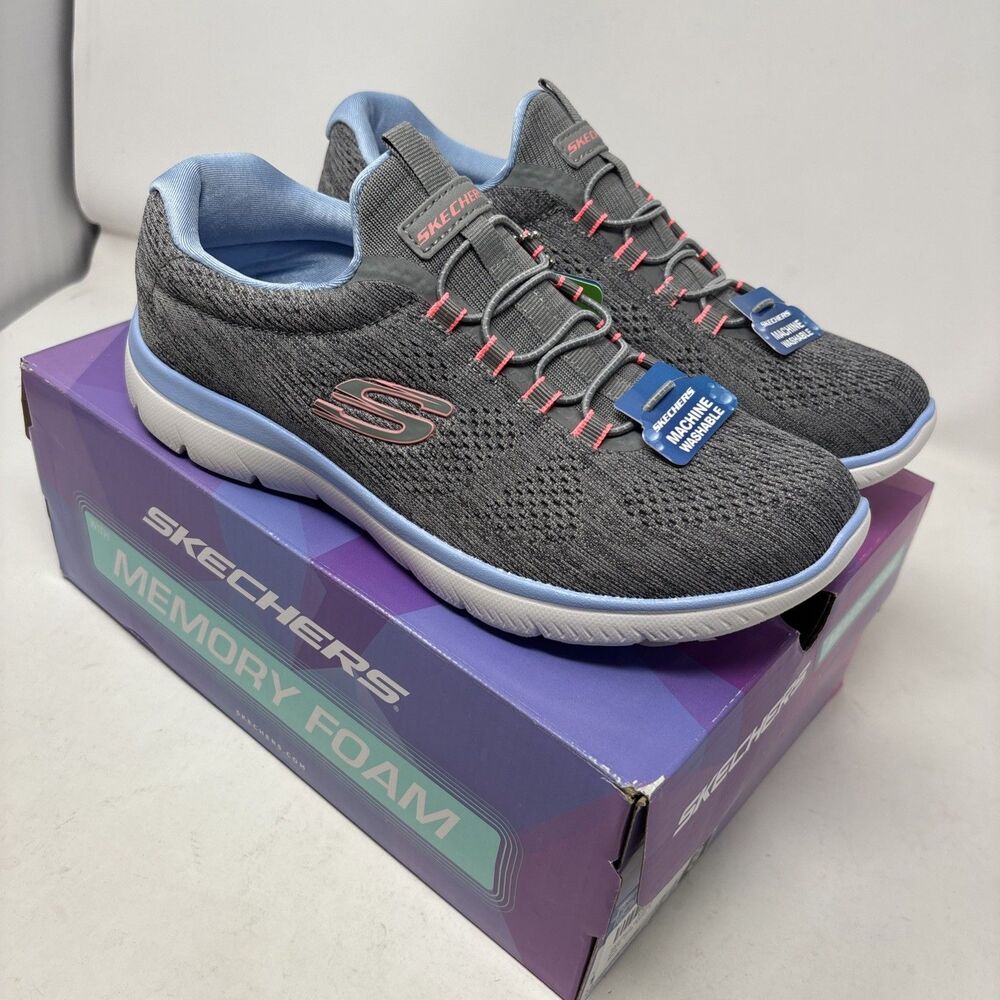 Skechers Summits Fun Flare Women Size 8 Gray Multi Bungee Slip On